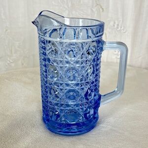 Royal Blue Cut Glass Mini-Pitcher Creamer Perfect Possibly Vintage *Host Pick*